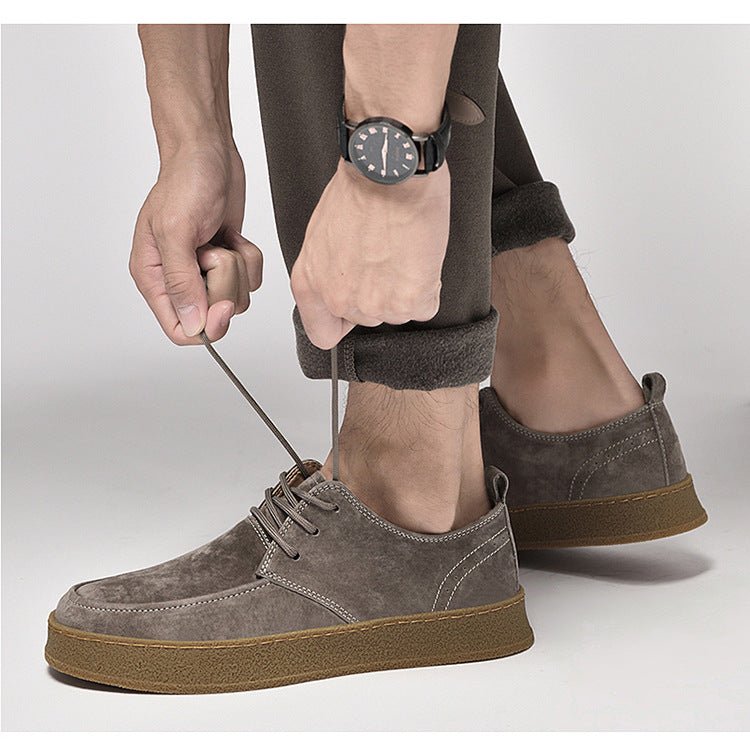 Zapatos Casuales para Hombre de Gamuza con Cordones y Suela de Goma