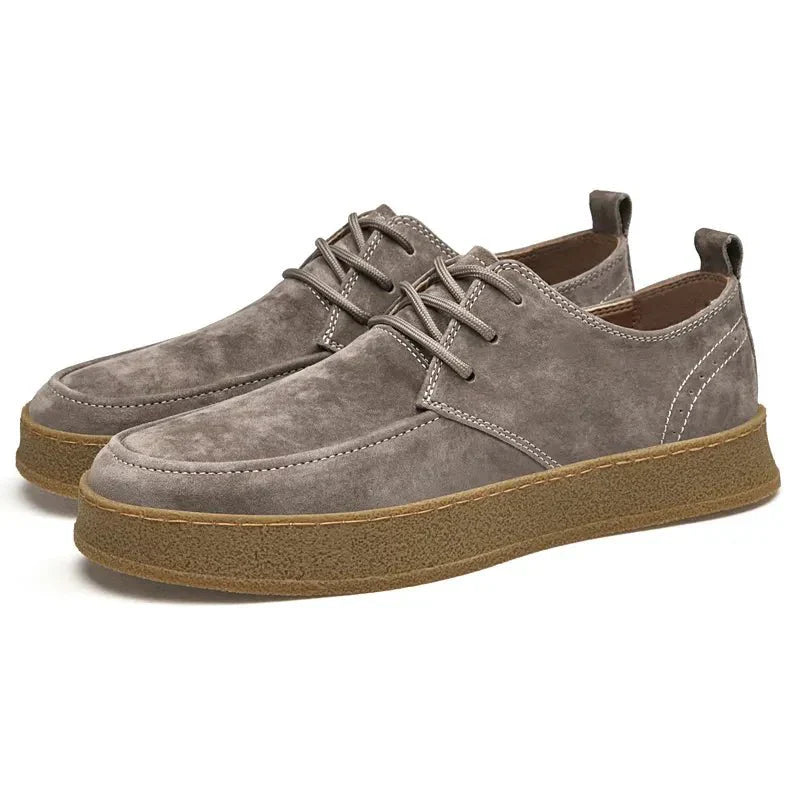 Zapatos Casuales para Hombre de Gamuza con Cordones y Suela de Goma