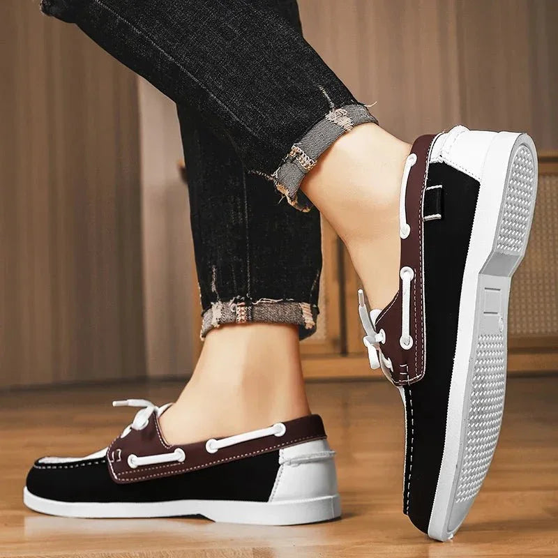 Mocasines de Lona para Hombre Estilo Slip-On con Suela de Goma y Puntera Redonda