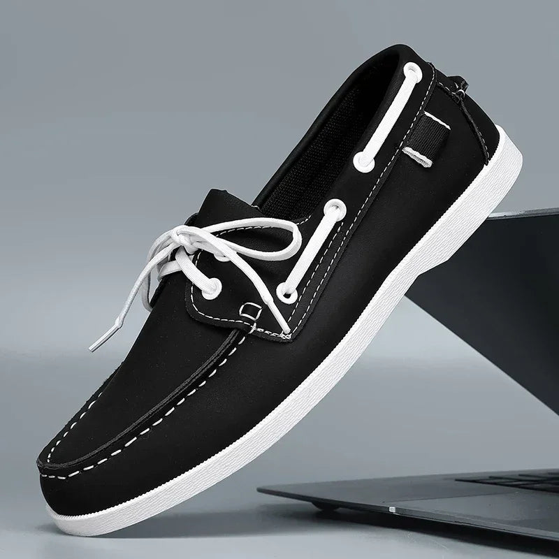 Mocasines de Lona para Hombre Estilo Slip-On con Suela de Goma y Puntera Redonda