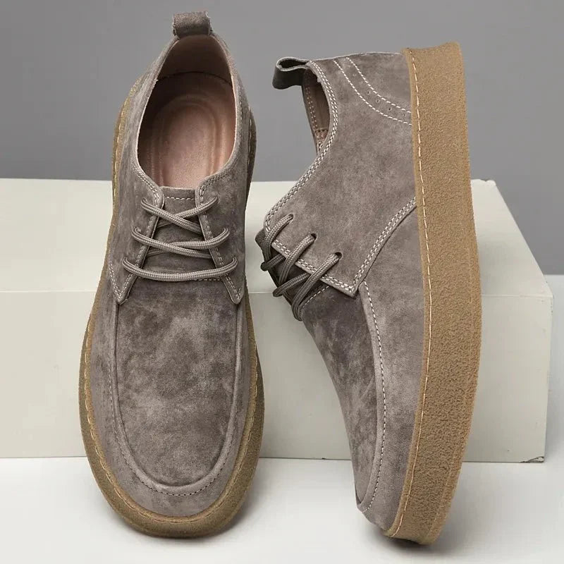 Zapatos Casuales para Hombre de Gamuza con Cordones y Suela de Goma